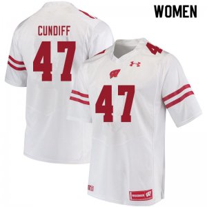 Women's Wisconsin Badgers NCAA #47 Clay Cundiff White Authentic Under Armour Stitched College Football Jersey OH31Q33DT